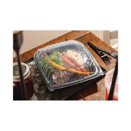 Pactiv EarthChoice Hinge-Lid Takeout Container, 1-Cmp, 38oz, 8.5x8.5x3, PK150 PK DC858100B000